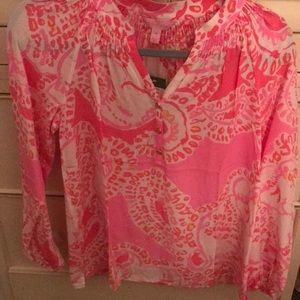Lilly Pulitzer Elsa Top in Hot Coral Trunk in Love